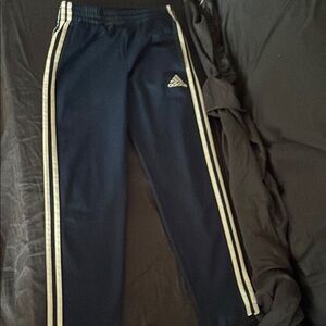 Adidas Navy Track Pants with White Stripes